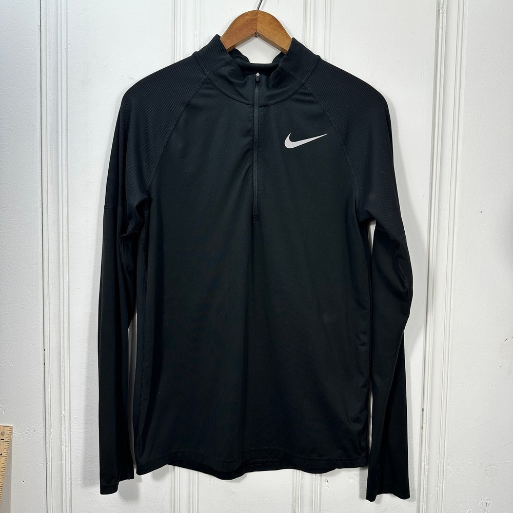 Nike Running 1/4 Zip Pullover Mens Small Black Excellent Dri-FIT Long Sleeve
